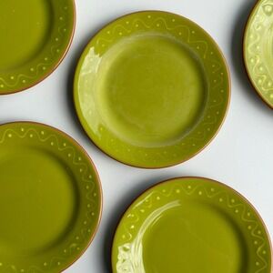 Sur La Table Salad Plates Set of 5 Green Terracotta Portugal Scalloped 6"